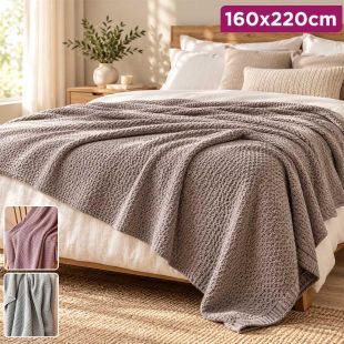 Karaca Back To Basic Cozy Knitted Faux Wool Sofa & Bed Throw Blanket – 160 x 220cm