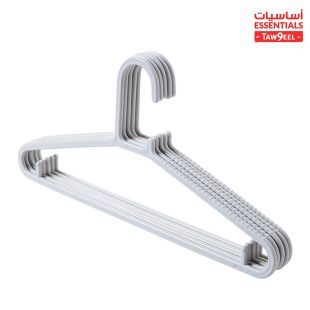 Set of 5 Non-Slip Plastic Hangers By Taw9eel Essentials