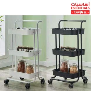 عربة تخزين كبيرة بـ 3 صواني من أساسيات توصيل