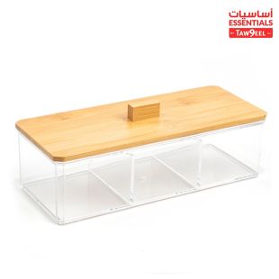 أساسيات توصيل - صندوق تنظيم بلاستيك مقسم الى 3 اجزاء مع غطاء