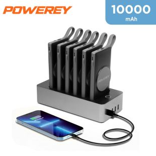 Wireless 6 in 1 Charging Station 10,000 mAh with Built-in Cables by Powerey
