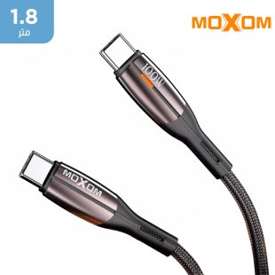 كبيل بيانات PD إيقاف التشغيل التلقائي Type-C إلي Type-C بقوة 100 واط  - 1.8 متر من Moxom