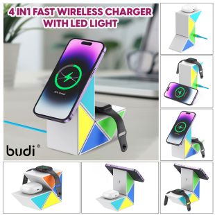 4 In 1 Rubik's Cube Fast Wireless Charger 20W with LED Light by Budi