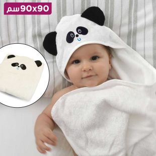 منشفة بغطاء رأس للأطفال تصميم باندا 90 × 90 سم