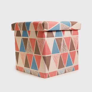 Medium Patterned Fabric Ottoman Foldable Storage Box 38 × 38 × 38cm By Taw9eel Essentials