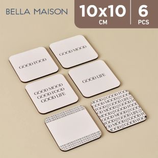 Bella Maison Motto Coasters Set 10 x 10 cm - 6 Pieces
