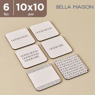 طقم قواعد أكواب بشعارات 10 × 10 سم - 6 حبة من Bella Maison