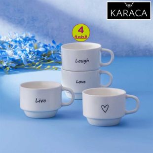 طقم فنجان قهوة Lovely Laugh عدد 4 قطع  100 مل من Karaca