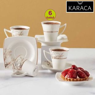 طقم قهوة خريفي أبيض لـ 6 أشخاص 90 مل من Karaca