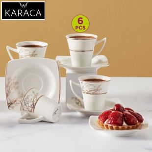 Autumn Coffee Set White For 6 People 90 ml by Karaca