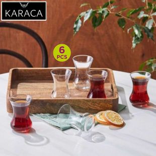 Turkish Tea Cups Set Transparent For 6 People 132 ml by Karaca