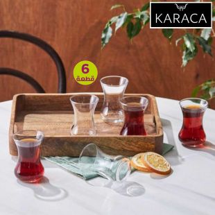 طقم استكانة شاي تركي شفاف لـ 6 أشخاص 132 مل من Karaca