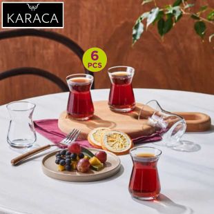 6 Pcs 132 ml Transparent Turkish Tea Glass Set by Karaca