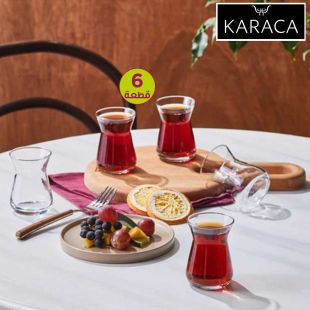 طقم إستكانة شاي تركي شفافة 6 قطع 132 مل من Karaca