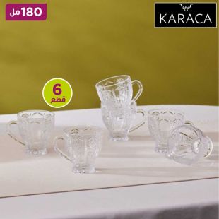 طقم استكانة شاي سيدا لـ 6 أشخاص 180 مل من Karaca