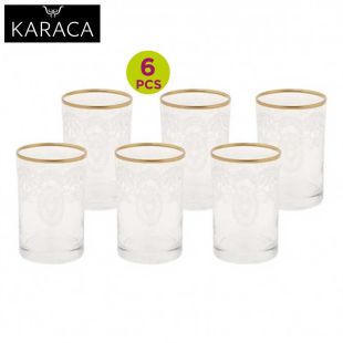 Beril Water Glass Gold 6 Pieces by Karaca