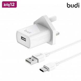 شاحن منزلي بقوة 12 واط + كيبل Type-C من Budi