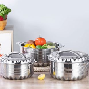 طقم قدور ساخنة ستانلس ستيل - 3 حبة