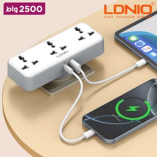 اشتراك كهربائي 3 مخارج 2500 واط مع مقبس دوراني من LDNIO
