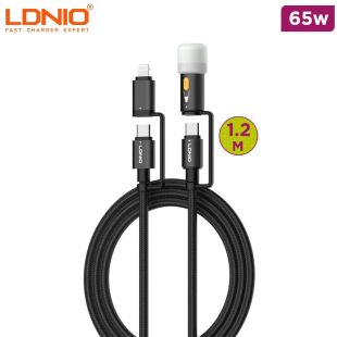 3 in 1 Super Fast Charging Cable 65W with LED Light 1.2m by LDNIO