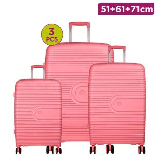 Abs Trolley Bag Set Pink - 3 Pieces