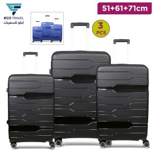 Set of 3 Elegant Hard PP Travel Luggage 51, 61 and 71cm with Wheels by Eco Travel
