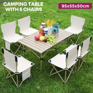 Aluminum Camping Table with 6 Chairs