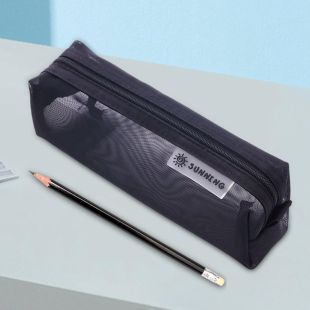Black Nylon Mesh Stationery Case