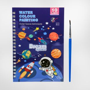 Children's Graffiti Notes Outer Space Astronauts Water Color Painting Book 10 Pages