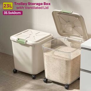 23L Trolley Storage Box with Ventilated Lid