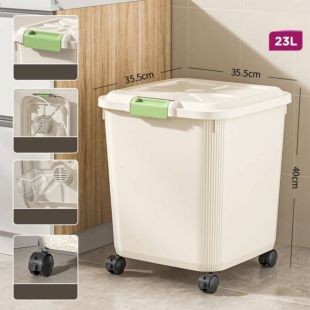 Household Grain Storage Box with Wheels 23 L