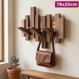علاقة مفاتيح حائط خشبية قابلة للطي 78×20 سم - بني