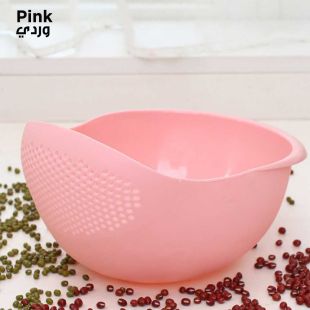 صحن ومصفاة بلاستيكية 2 في 1 - وردي