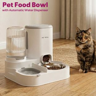 Pet Food Bowl with Automatic Water Dispenser