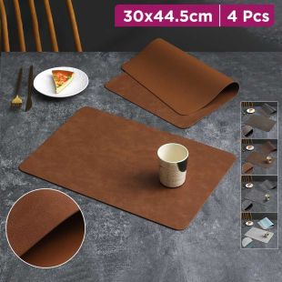 Square Waterproof and Heat Insulated PVC Faux Leather Tablecloth 30 x 44.5cm - 4 Pieces