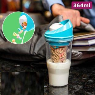 كوب إفطار مزدوج لفصل الحبوب عن الحليب 364 مل - أزرق