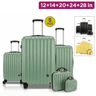 5 Piece ABS Travel Luggage Set 12/14/20/24/28 in