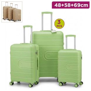 Set of 3 PP Hard Shell Trolley Travel Bags 48-58-69 cm