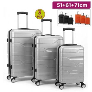 Set of 3 PP Hard Shell Trolley Travel Bags 51-61-71 cm