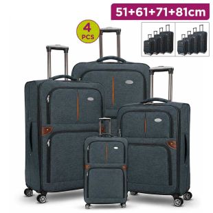 طقم 4 حقائب سفر تروللي قماش قياس 51-61-71-81 سم