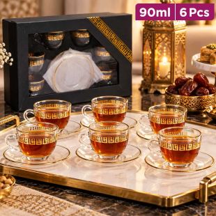 Set of 6 Tea Cups 90 ml with 6 Saucers