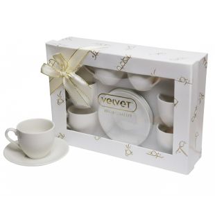 طقم من 6 فناجين شاي مع 6 صحون 90 مل