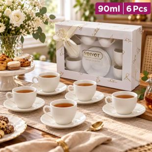 Set of 6 Tea Cups with 6 Saucers 90ml