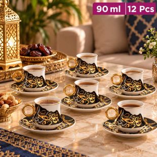 Set of 6 Tea Cups with 6 Saucers 90 ml