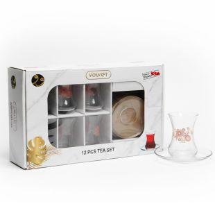 طقم من 6 فناجين شاي مع 6 صحون