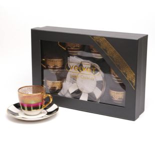 طقم من 6 فناجين شاي مع 6 صحون 90 مل