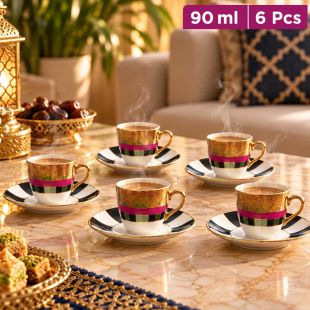 Set of 6 Tea Cups and 6 Saucers 90 ml