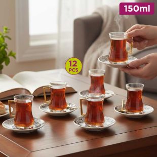 Set of 6 Tea Cups with 6 Saucers 150 ml