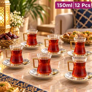 Set of 6 Tea Cups with 6 Saucers 150 ml