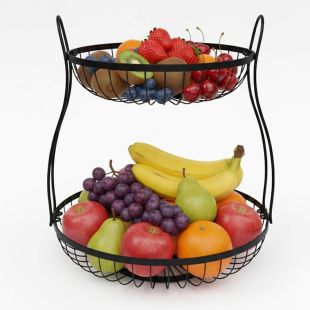 سلة فواكه معدن طبقتين